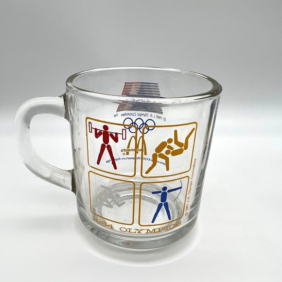 Pair of 1980 McDonalds Olympic Glass Mugs - Anchor Hocking - 3.25" - Los Angeles - Picture 3 of 7